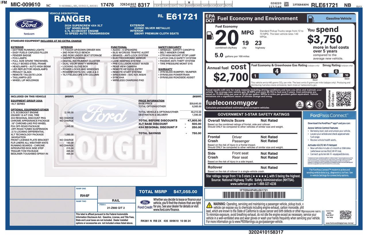 Certified 2024 Ford Ranger XLT w/ Technology Package AWD/4WD image 7