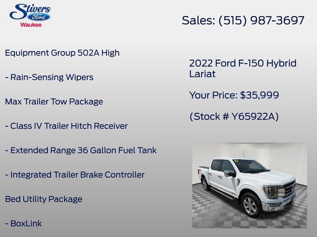 Certified 2022 Ford F150 Lariat w/ Equipment Group 502A High AWD/4WD image 22