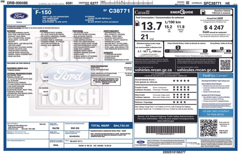 Certified 2025 Ford F150 Tremor w/ Bed Utility Package AWD/4WD image 5