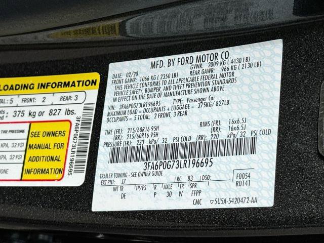 Certified 2020 Ford Fusion S FWD image 22