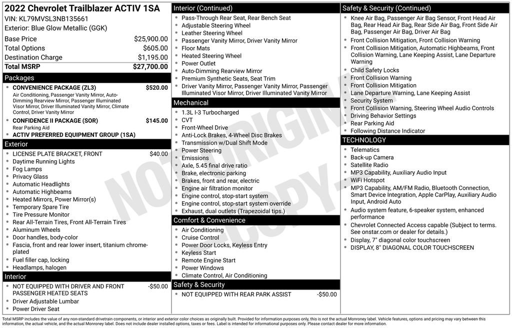 Used 2022 Chevrolet TrailBlazer ACTIV w/ Convenience Package FWD image 3