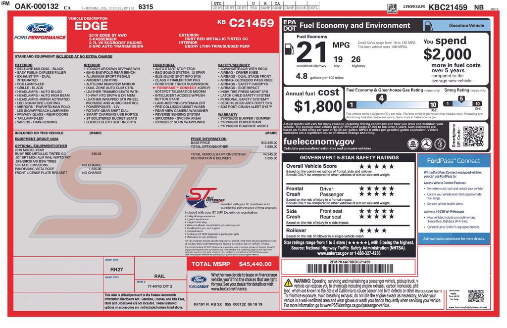 Certified 2019 Ford Edge ST AWD/4WD image 3