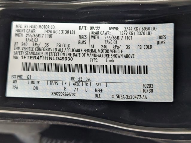 Certified 2022 Ford Ranger Lariat w/ Equipment Group 501A High image 10