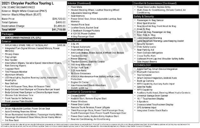 Used 2021 Chrysler Pacifica Touring-L FWD image 2