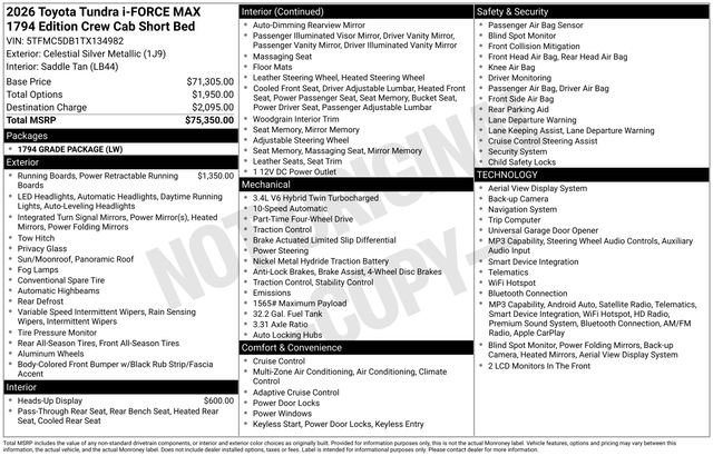 Used 2026 Toyota Tundra 1794 Edition AWD/4WD image 2
