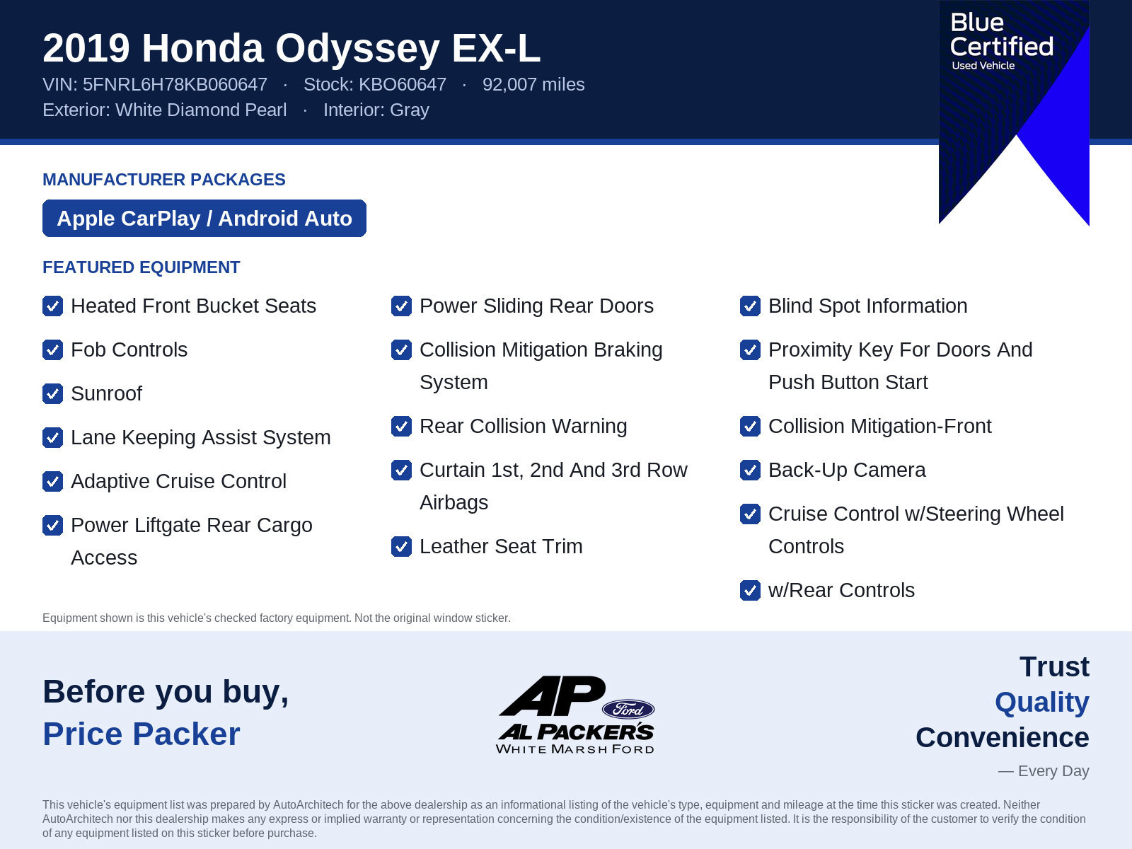 Used 2019 Honda Odyssey EX-L image 10