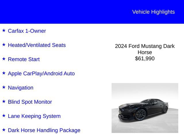Certified 2024 Ford Mustang Dark Horse w/ Dark Horse Handlin Package RWD image 3
