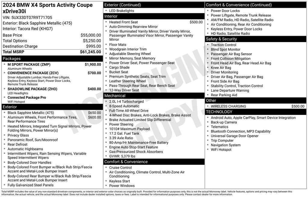 Used 2024 BMW X4 xDrive30i w/ M Sport Package AWD/4WD image 2