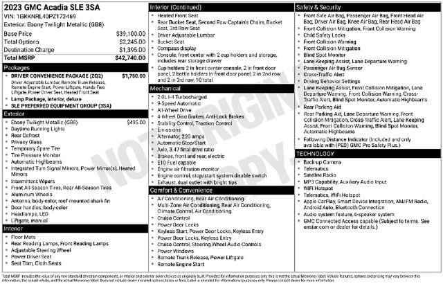 Used 2023 GMC Acadia SLE w/ Driver Convenience Package AWD/4WD image 14