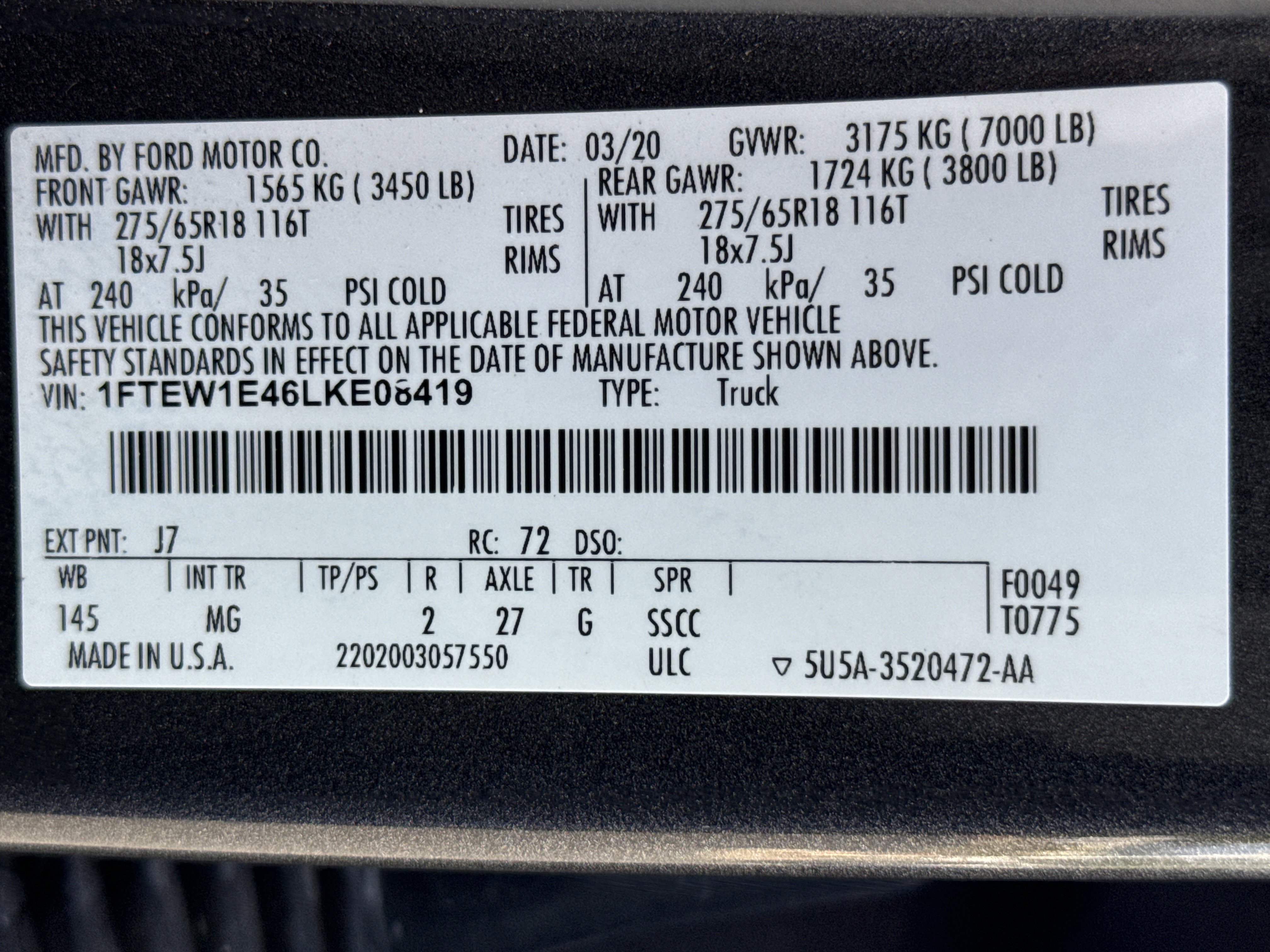 Certified 2020 Ford F150 XLT w/ Equipment Group 302A Luxury AWD/4WD image 33