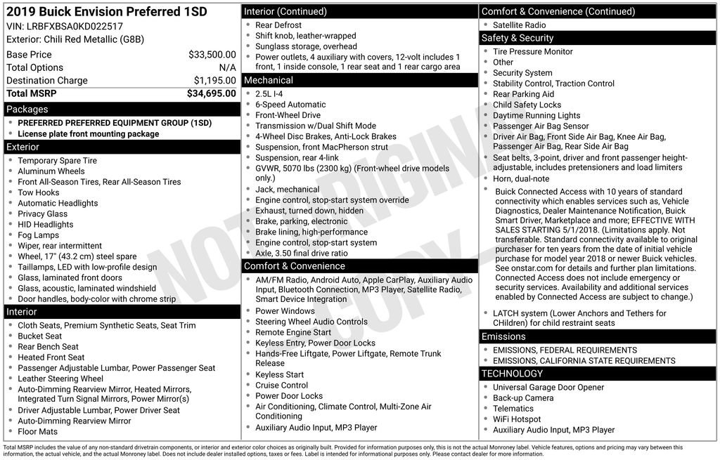 Used 2019 Buick Envision Preferred image 7