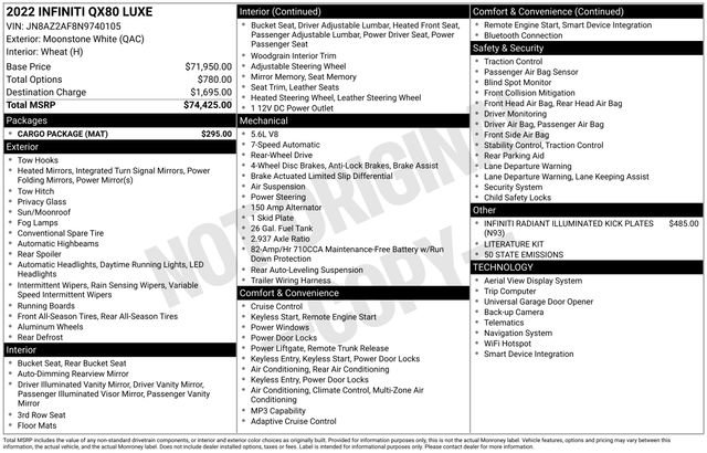 Used 2022 INFINITI QX80 Luxe w/ Cargo Package image 29