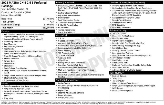 Used 2025 MAZDA CX-5 AWD 2.5 S w/ Preferred Package image 14