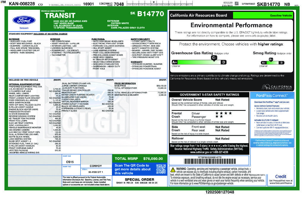 Certified 2025 Ford Transit 350 148 High Roof Extended AWD w/ Upfitter Package image 34