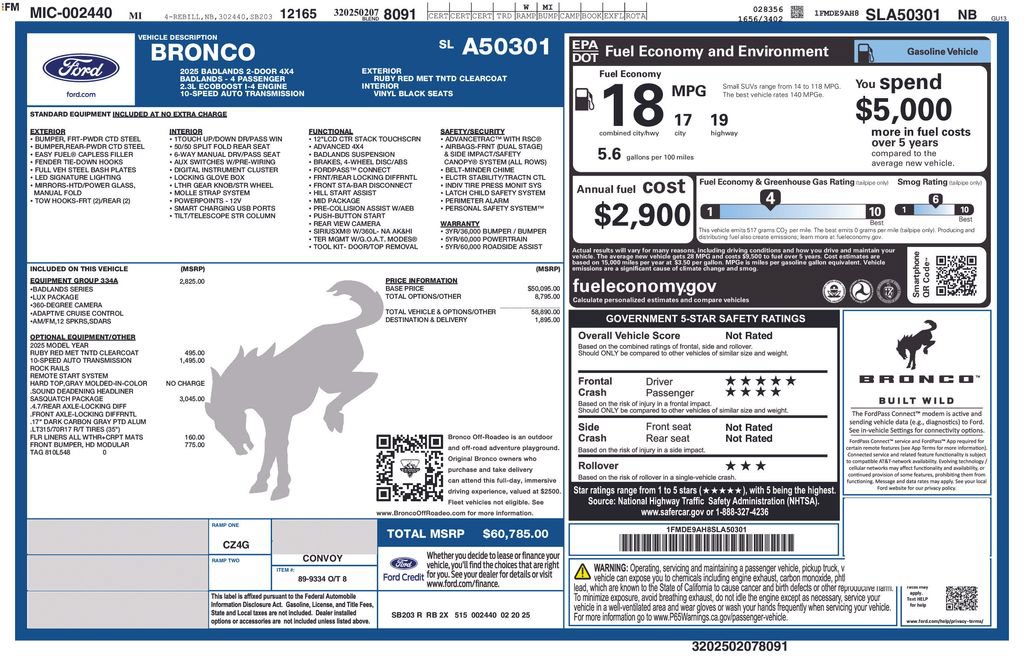 Certified 2025 Ford Bronco Badlands AWD/4WD image 6