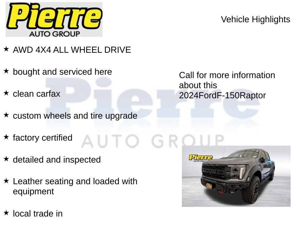 Certified 2024 Ford F150 Raptor w/ Equipment Group 803A Raptor R AWD/4WD image 7