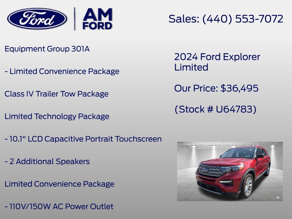 Certified 2024 Ford Explorer Limited w/ Limited Technology Package AWD/4WD image 7