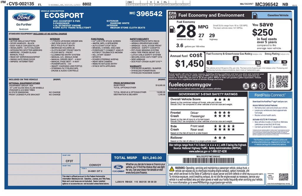 Certified 2021 Ford EcoSport S FWD image 5