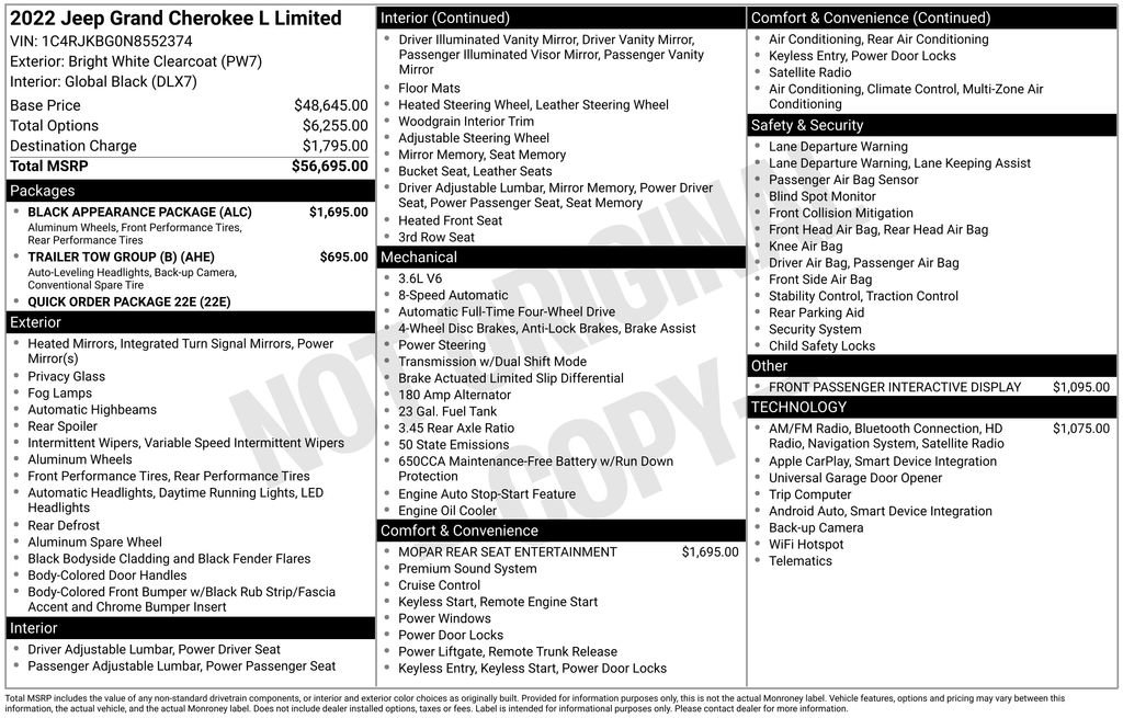 Used 2022 Jeep Grand Cherokee L Limited w/ Black Appearance Package AWD/4WD image 5