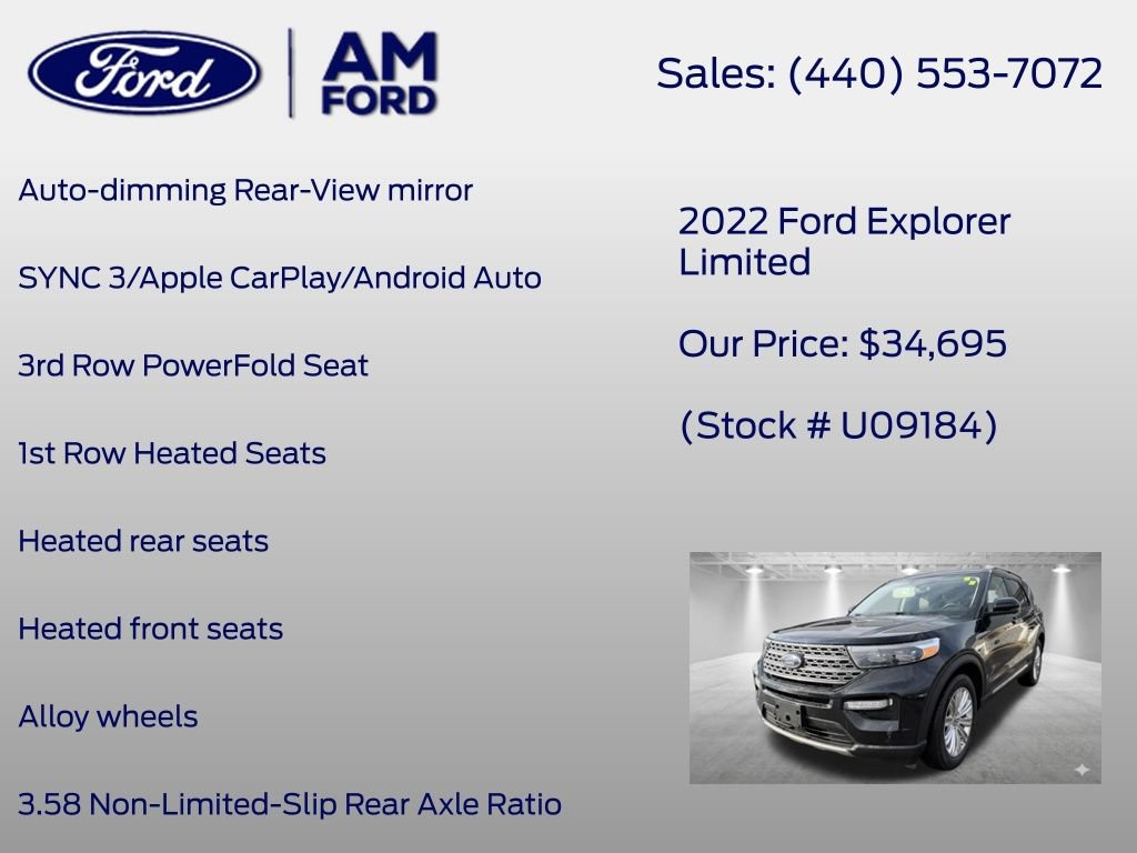 Certified 2022 Ford Explorer Limited w/ Equipment Group 301A AWD/4WD image 31