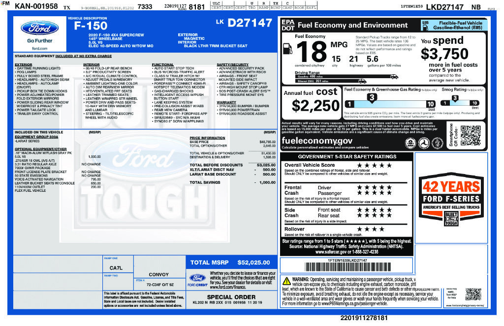 Certified 2020 Ford F150 Lariat AWD/4WD image 7