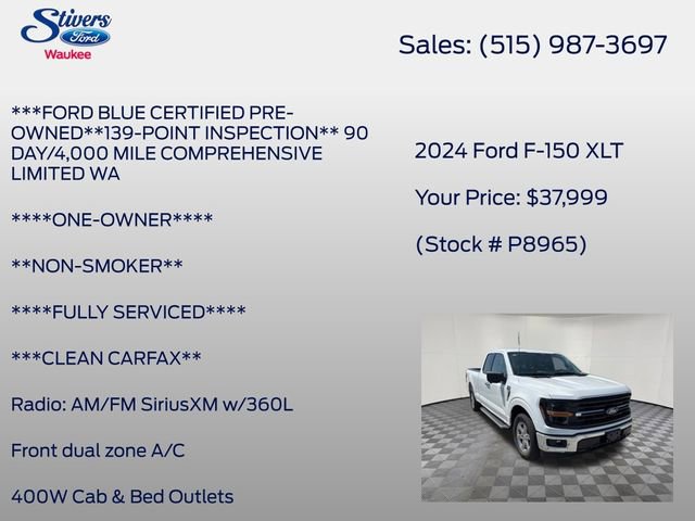 Certified 2024 Ford F150 XLT w/ Mobile Office Package RWD image 16