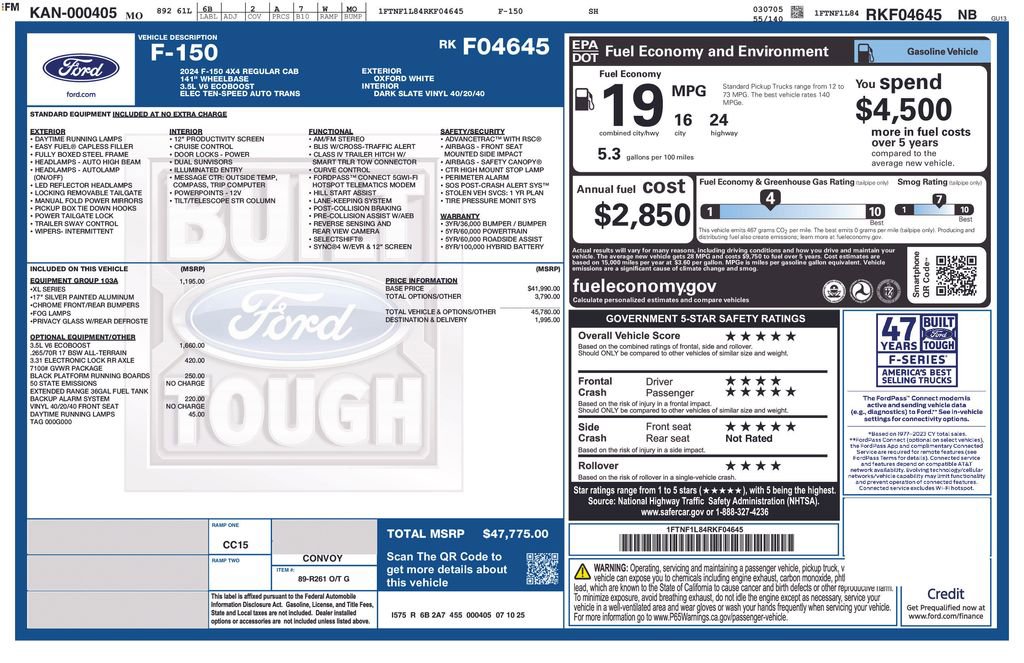 Certified 2024 Ford F150 XL w/ Equipment Group 103A High image 6