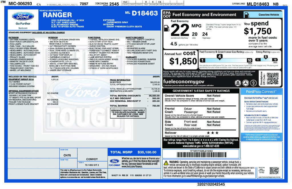 Certified 2021 Ford Ranger XLT w/ Equipment Group 301A Mid AWD/4WD image 3