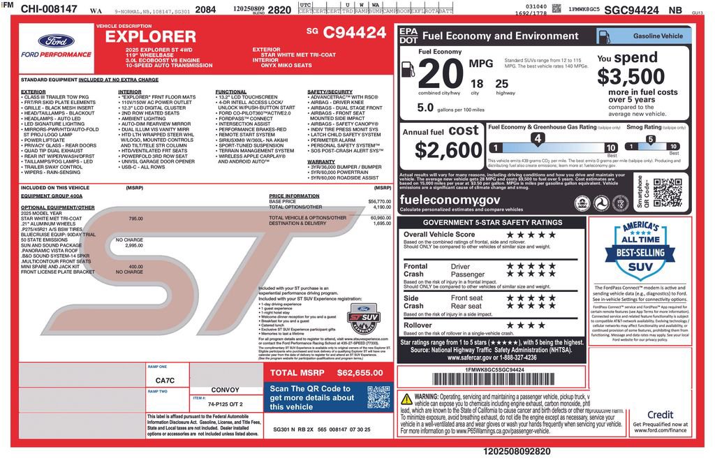 Certified 2025 Ford Explorer ST w/ Sun And Sound Package image 28