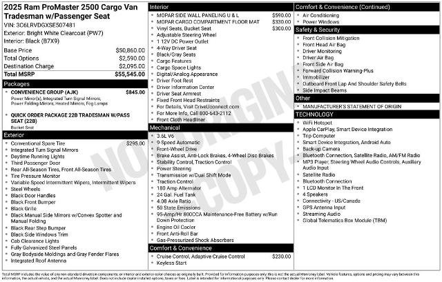 Used 2025 RAM ProMaster 2500 w/ Convenience Group FWD image 5