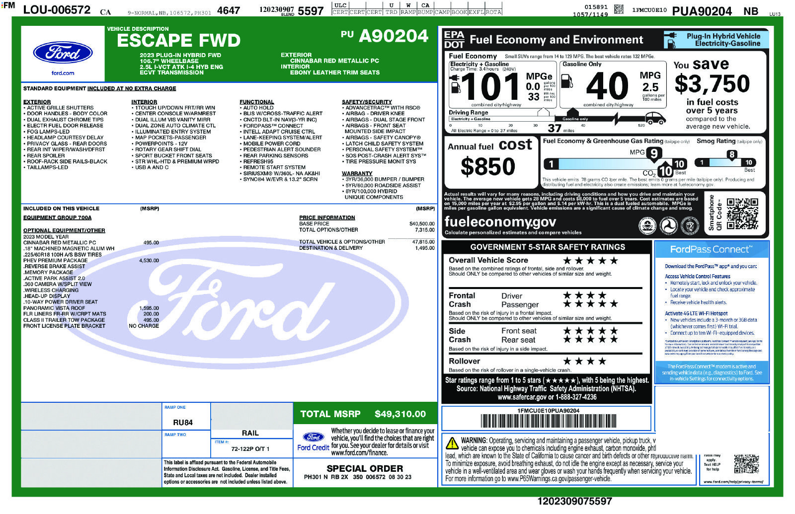 Certified 2023 Ford Escape SE w/ PHEV Premium Package FWD image 33