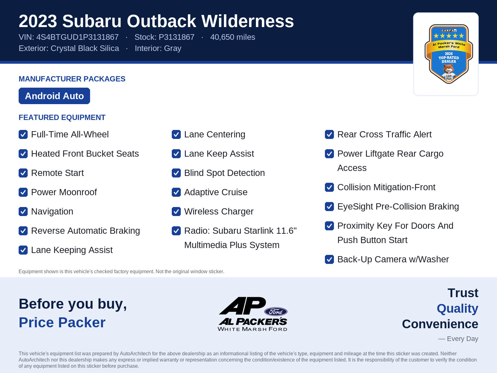 Used 2023 Subaru Outback Wilderness AWD/4WD image 10