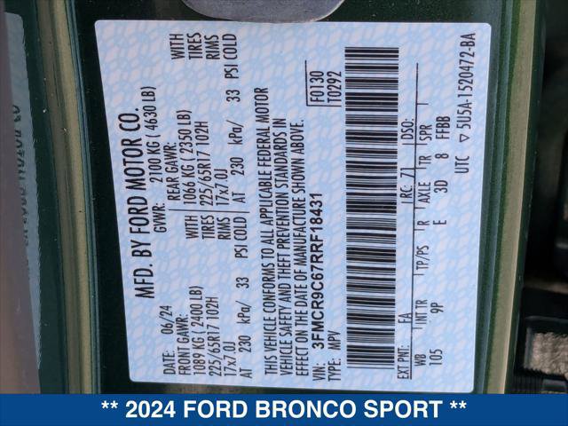 Certified 2024 Ford Bronco Sport Outer Banks AWD/4WD image 24
