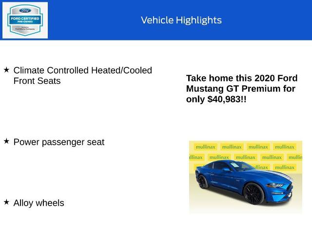 Certified 2020 Ford Mustang GT Premium w/ Equipment Group 401A RWD image 30