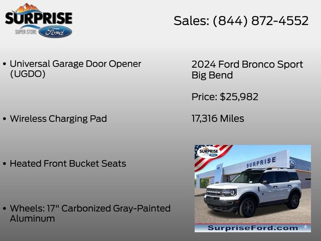 Certified 2024 Ford Bronco Sport Big Bend w/ Convenience Package AWD/4WD image 32