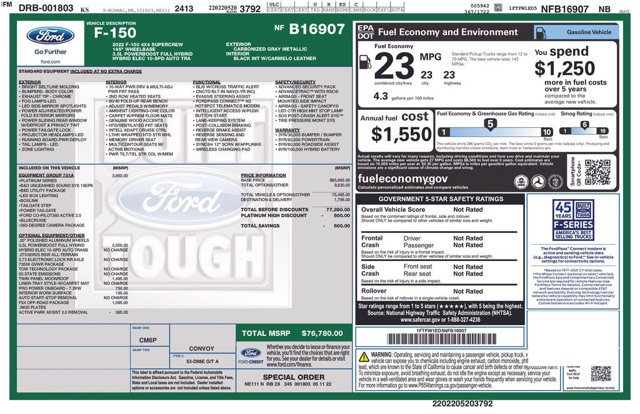 Certified 2022 Ford F150 Platinum w/ Equipment Group 701A High AWD/4WD image 2