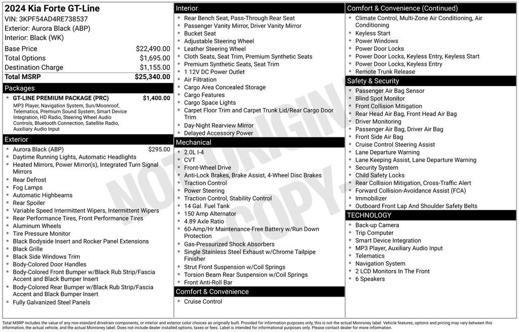 Used 2024 Kia Forte GT-Line w/ GT-Line Premium Package FWD image 3