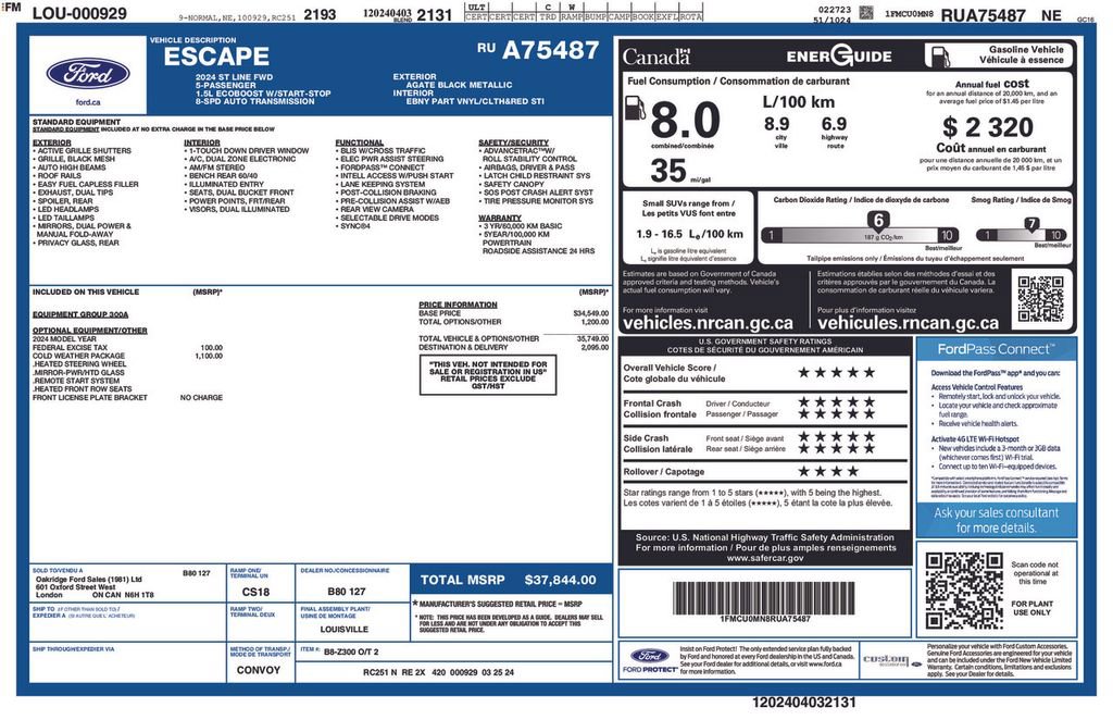 Certified 2024 Ford Escape ST-Line w/ Cold Weather Package FWD image 5