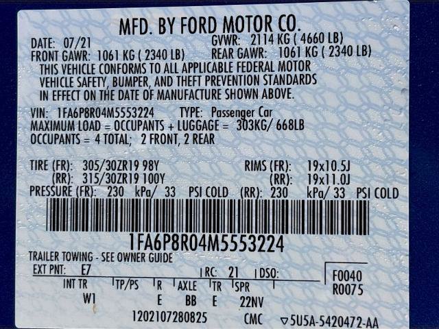 Certified 2021 Ford Mustang Mach 1 w/ Mach 1 Handling Package RWD image 30