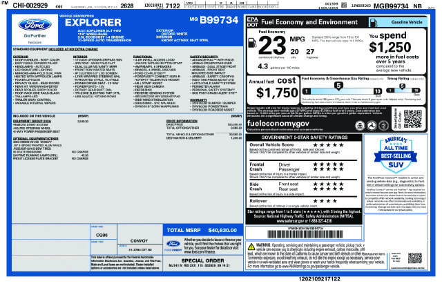 Certified 2021 Ford Explorer XLT w/ Equipment Group 202A AWD/4WD image 38