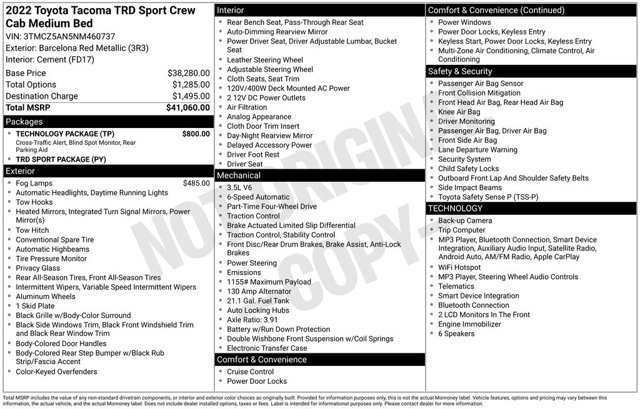 Used 2022 Toyota Tacoma TRD Sport w/ Technology Package AWD/4WD image 2