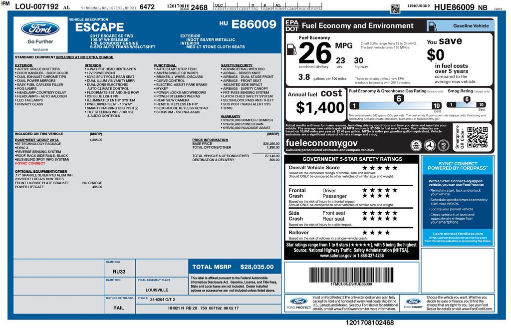 Certified 2017 Ford Escape SE w/ Equipment Group 201A image 5