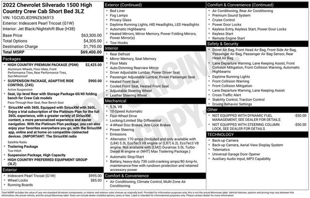 Used 2022 Chevrolet Silverado 1500 High Country w/ High Country Premium Package AWD/4WD image 2