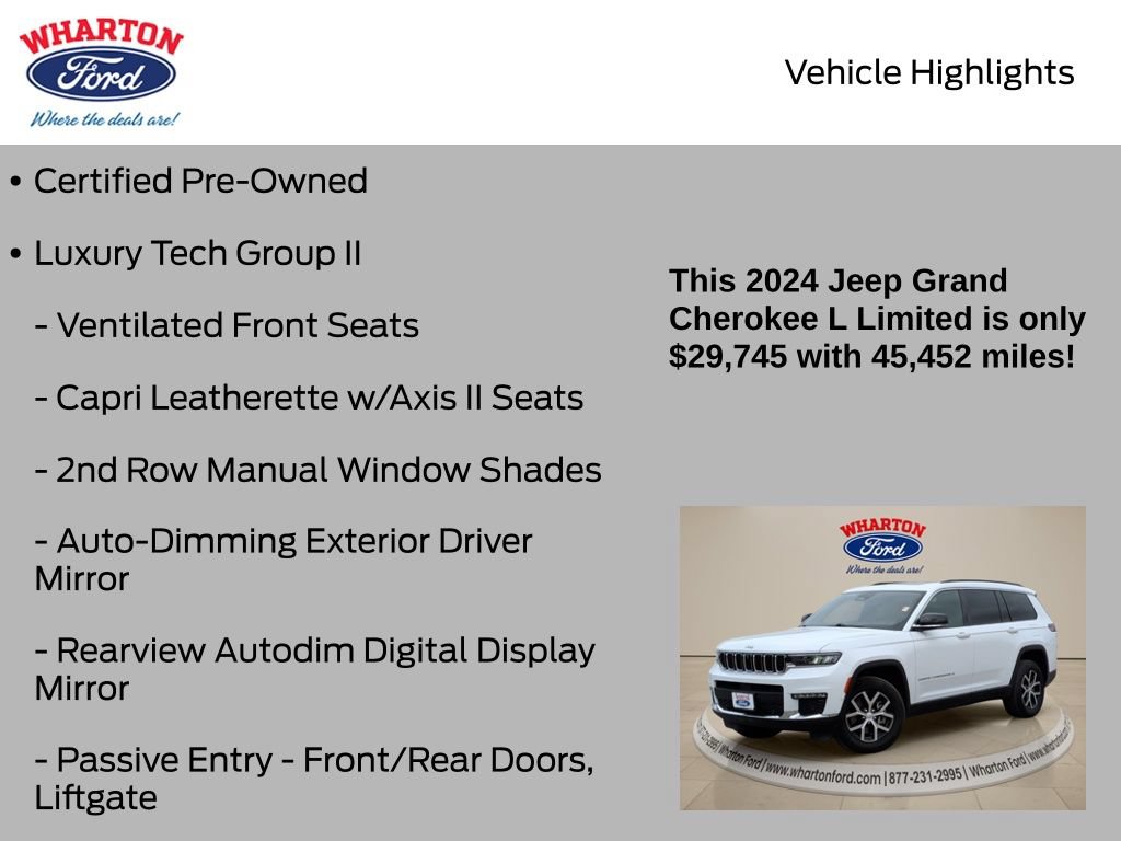 Used 2024 Jeep Grand Cherokee L Limited w/ Luxury Tech Group II AWD/4WD image 5