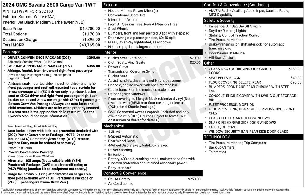 Used 2024 GMC Savana 2500 w/ Driver Convenience Package RWD image 5