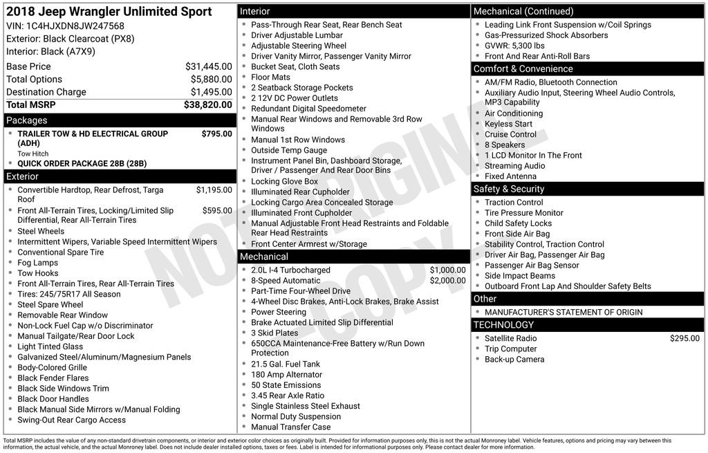 Used 2018 Jeep Wrangler Unlimited Sport image 3