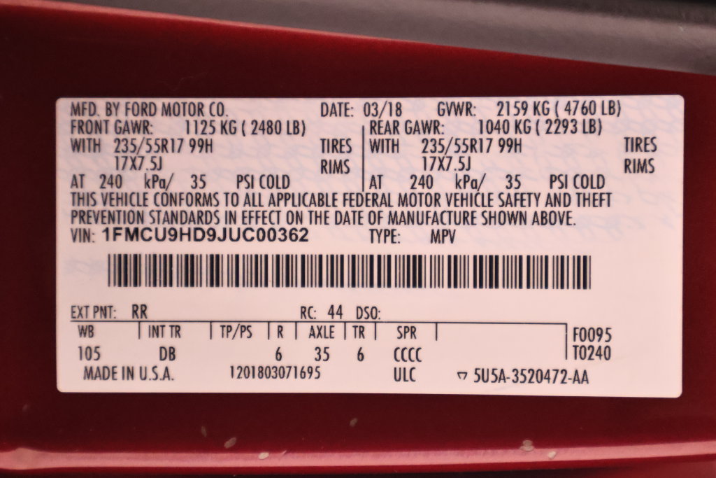 Certified 2018 Ford Escape SEL AWD/4WD image 23