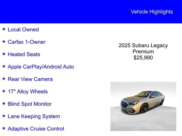 Used 2025 Subaru Legacy Premium w/ Popular Package #1A image 2