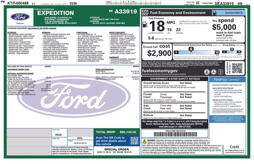 Certified 2025 Ford Expedition Platinum w/ Stealth Performance Package AWD/4WD image 5