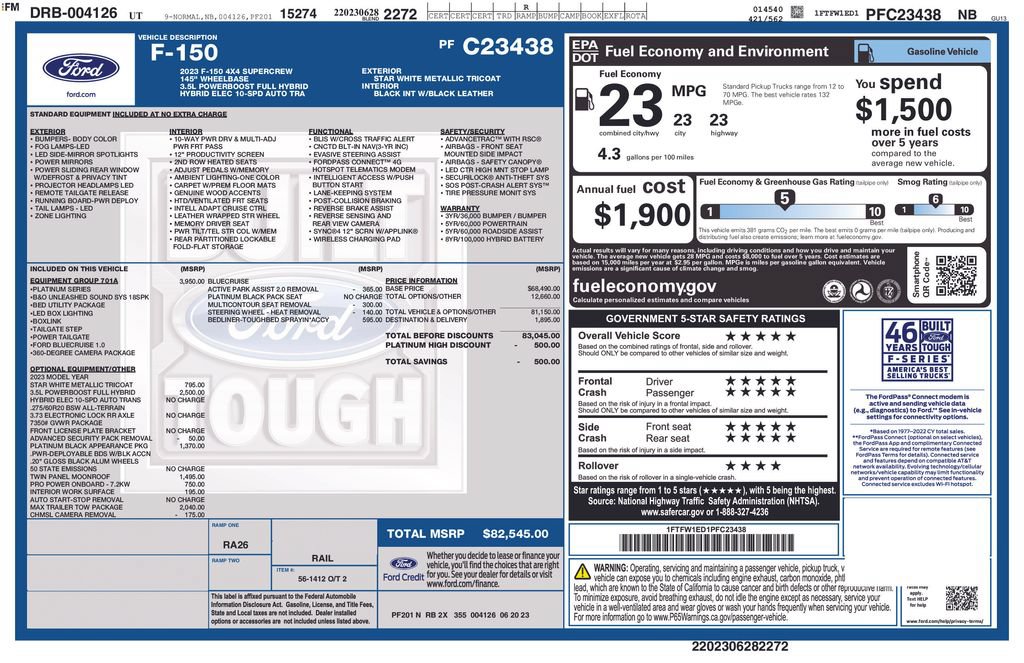 Certified 2023 Ford F150 Platinum w/ Equipment Group 701A High AWD/4WD image 3